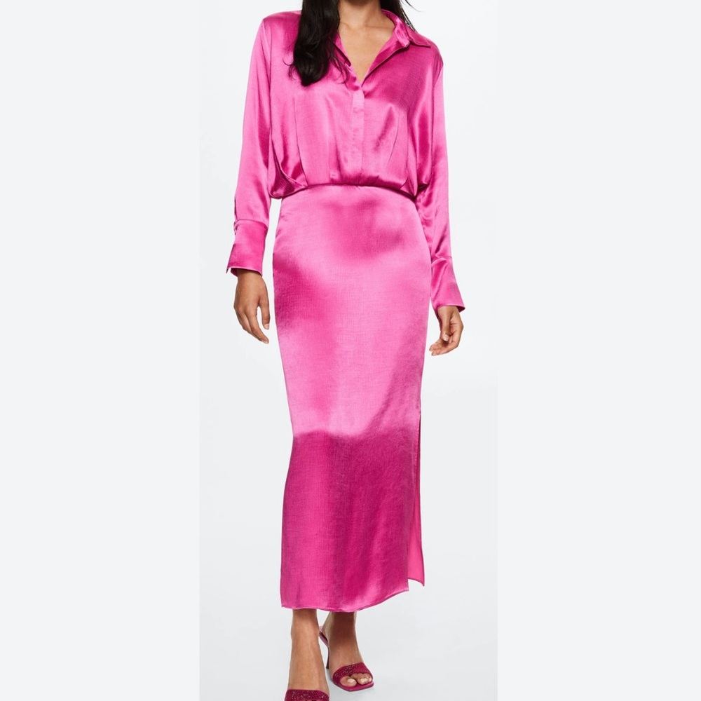 Mango Pink Long Sleeve Dress